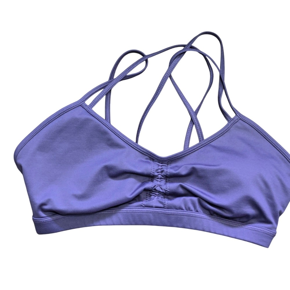 JoyLab XXL Purple Ruched V-Neck Strappy Back Sports Bra Activewear Top